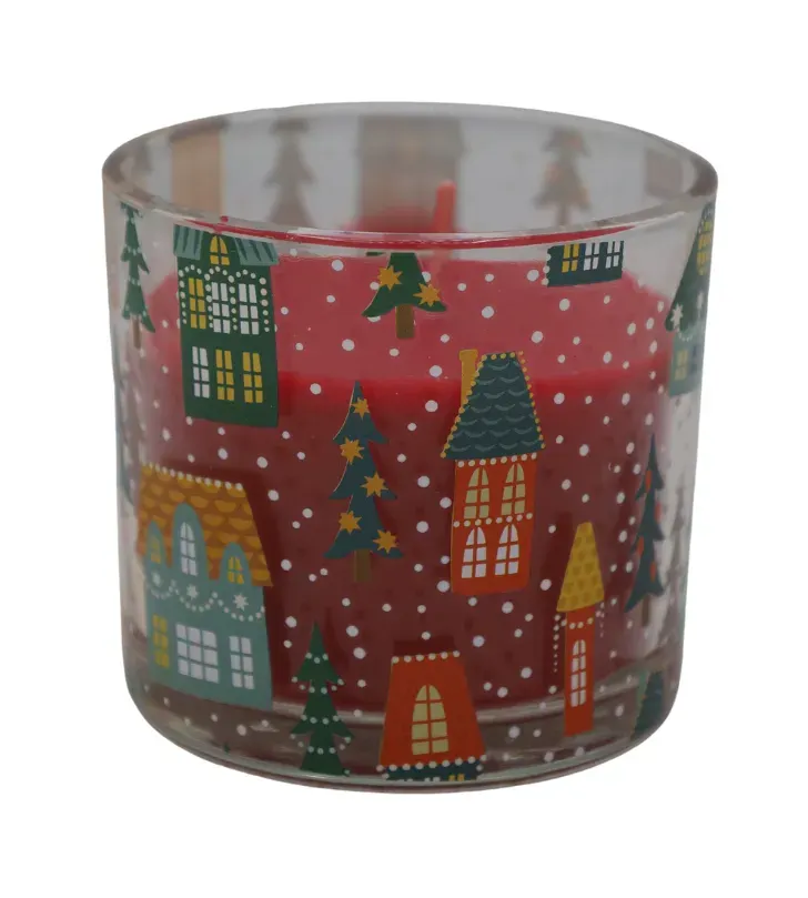 Świeczka w szkle AROMATIC WOOD & GINGER mała 9140 czerwona Świeczka w szkle AROMATIC WOOD & GINGER mała 9140 czerwona