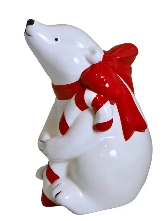 MIŚ POLARNY biały z czerwonymi szelkami DUŻY 84510 czerwono-biały