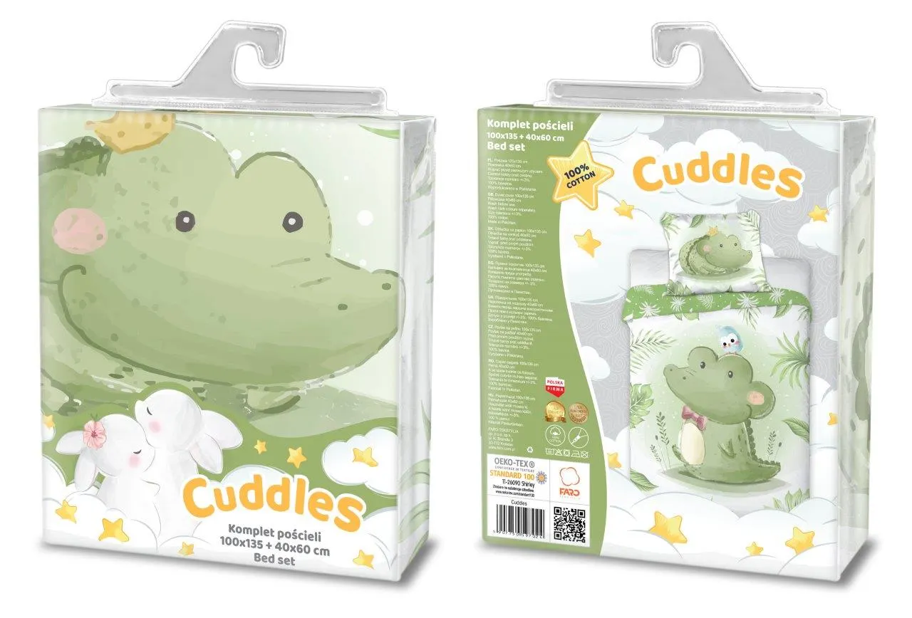 Pościel komplet dla dzieci PRZYTULAKI 016 bawełna 100X135+40X60 KROKODYL wielokolorowy - FARO_30431