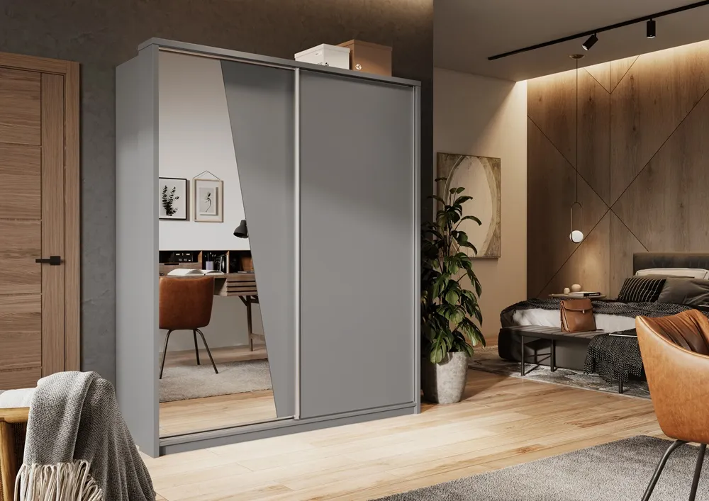 Szafa 2-drzwiowa z lustrem ARTI AR-25 180cm szara - AR25S