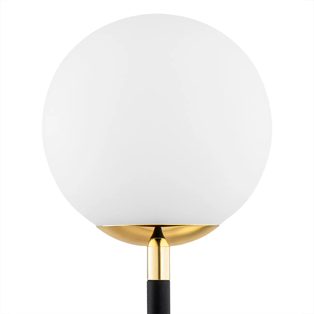 Lampa stołowa FERRONE czarna mosiądz z 2 okrągłymi białymi kloszami 52cm - 7072