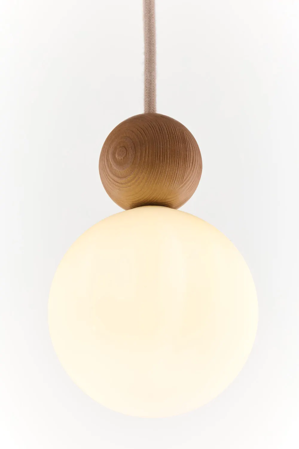 lampa, pojedyncza kulka, duo, drewniana, świetlówka