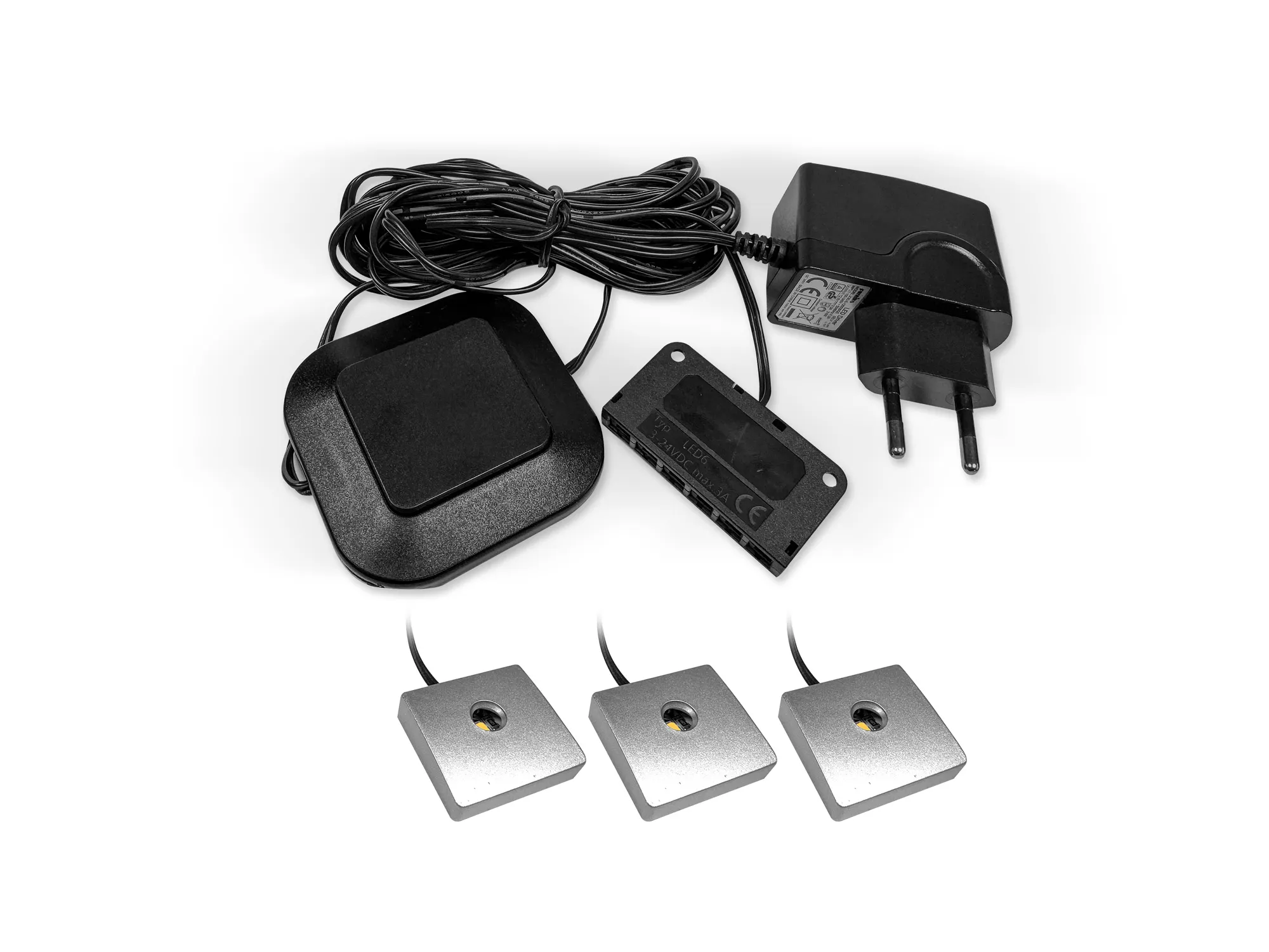 zestaw literek, centrala elektroniczna, podstawka USB, sterowanie LED, akcesoria montażowe