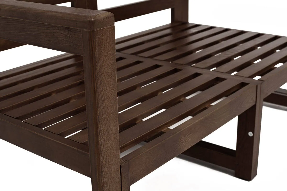 Sofa ogrodowa drewniana 2-osobowa MALTA szary/ciemny brąz - FE5906948115682