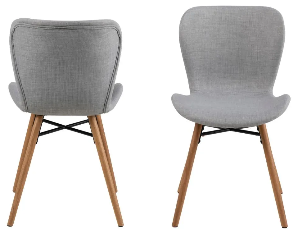 Krzesło tapicerowane DOREN Jasnoszary, Dab olejowany ( zestaw 2 sztuk ) - H000018250