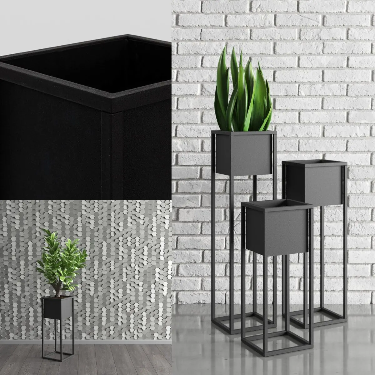 DONICZKA-osłonka na donice metalowa NANTES S czarna - LD_TZ000029