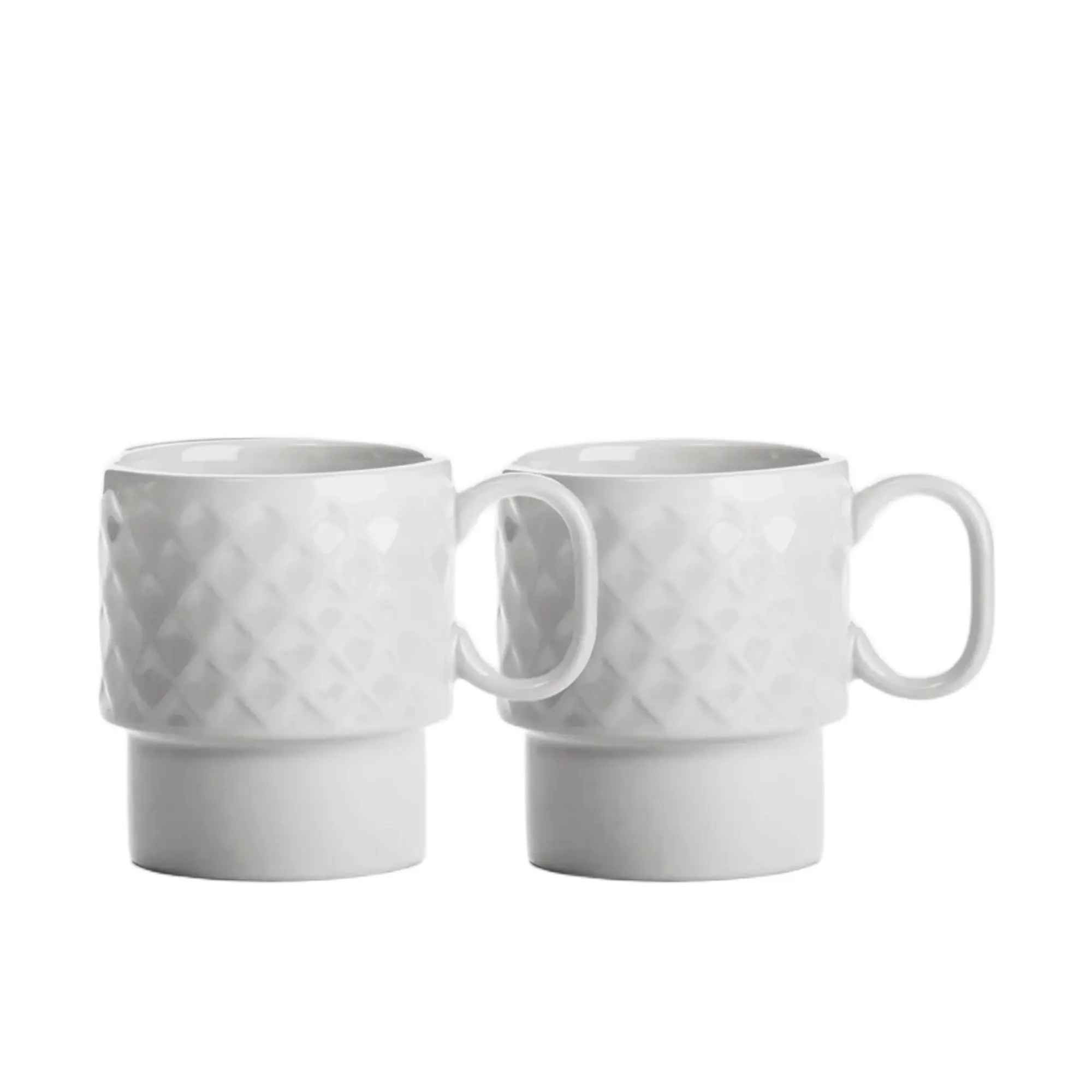 SAGAFORM COFFE & MORE Zestaw 2 kubków 300ml, biały kubek, duży kubek, ceramiczny, biały, grawerowany wzór