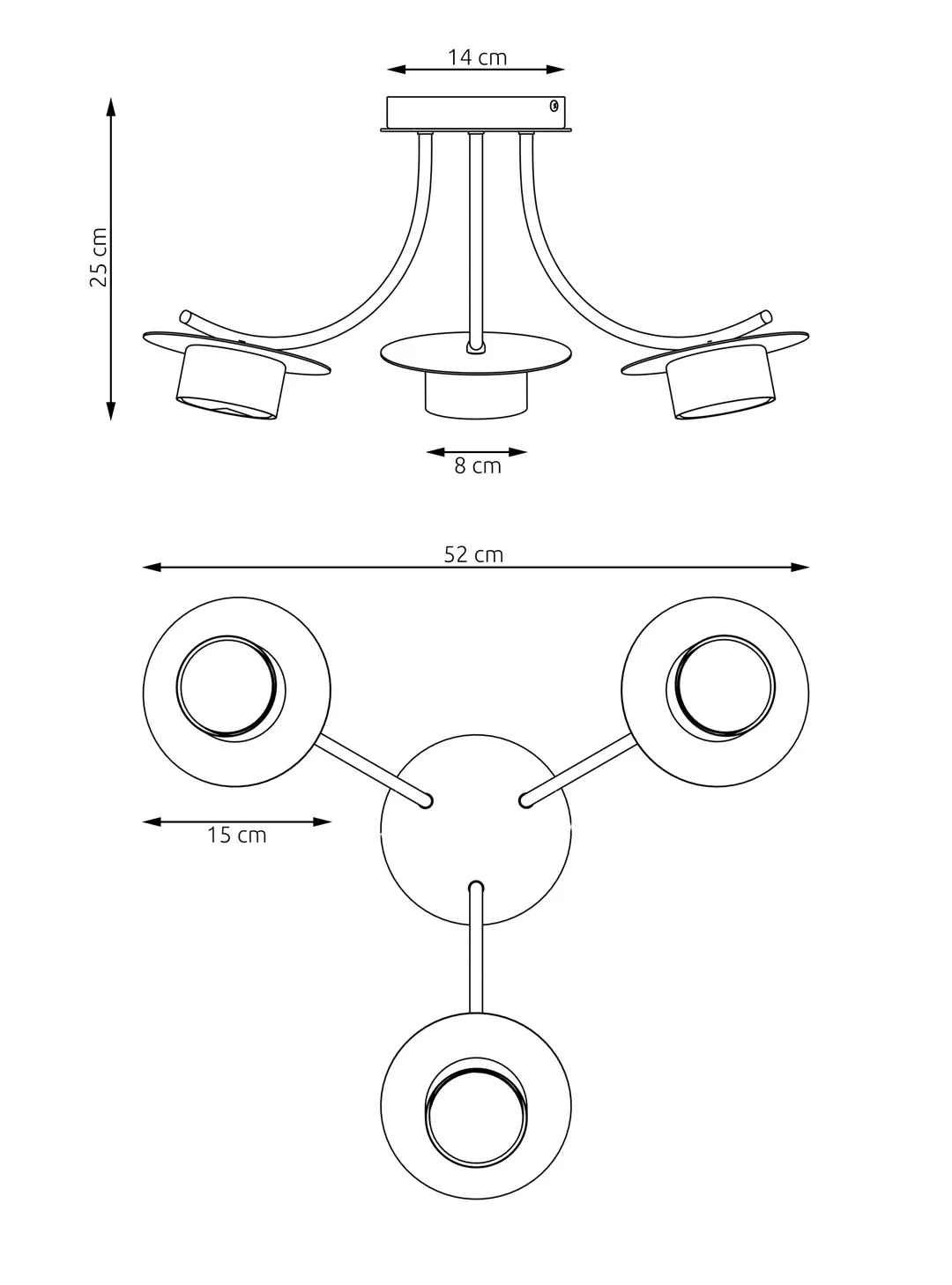 Lampa sufitowa ENSO 3 BL czarna - 1445/3