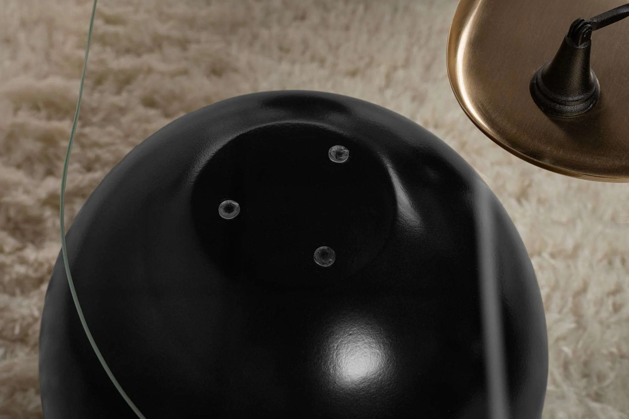 Stolik kawowy EVARA 75x118 nogi kule czarne blat transparentny - ASI_857NRD1115