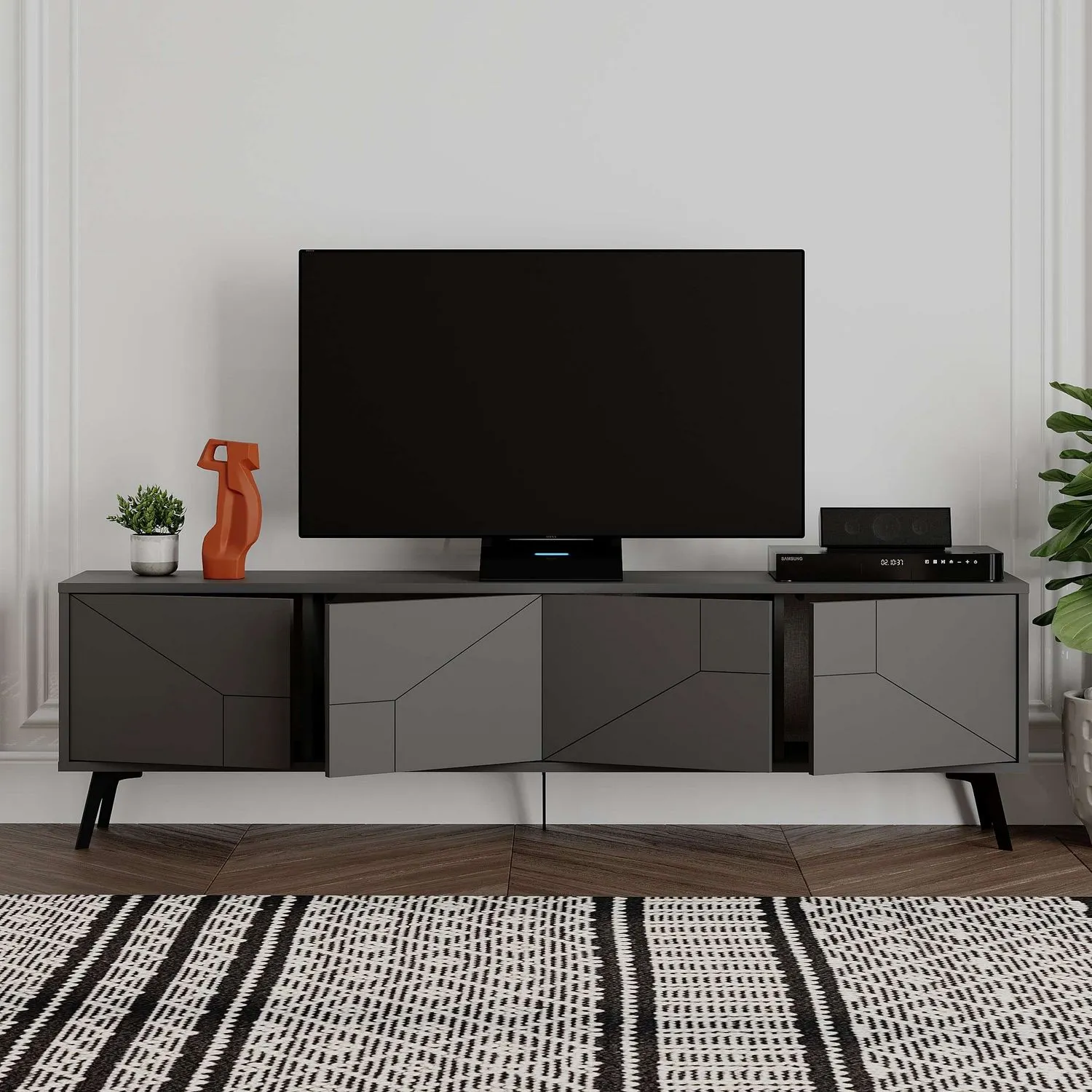 Szafka RTV 4-drzwiowa DUNE 180 cm antracytowa