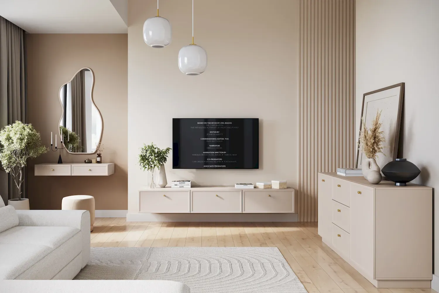 Komoda 2-drzwoiowa z 3 szufladami LORINI 150 - cashmere gałka złota cokół - B_166764