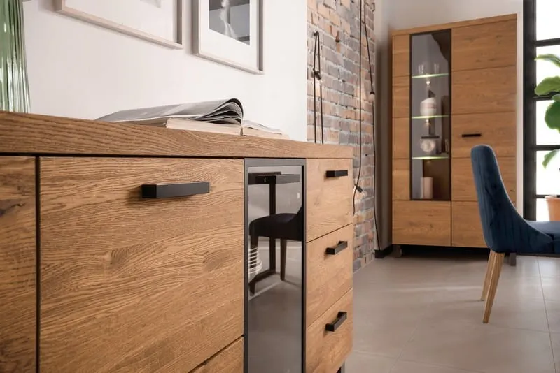 Witryna 2-drzwiowa PRATTO 12 dąb rustical czarny 198x96x42cm - TH-100-1424