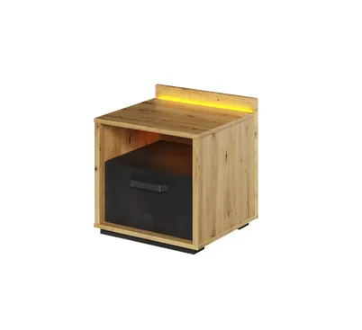 Szafka nocna LED Qubic QB-10 dąb artisan