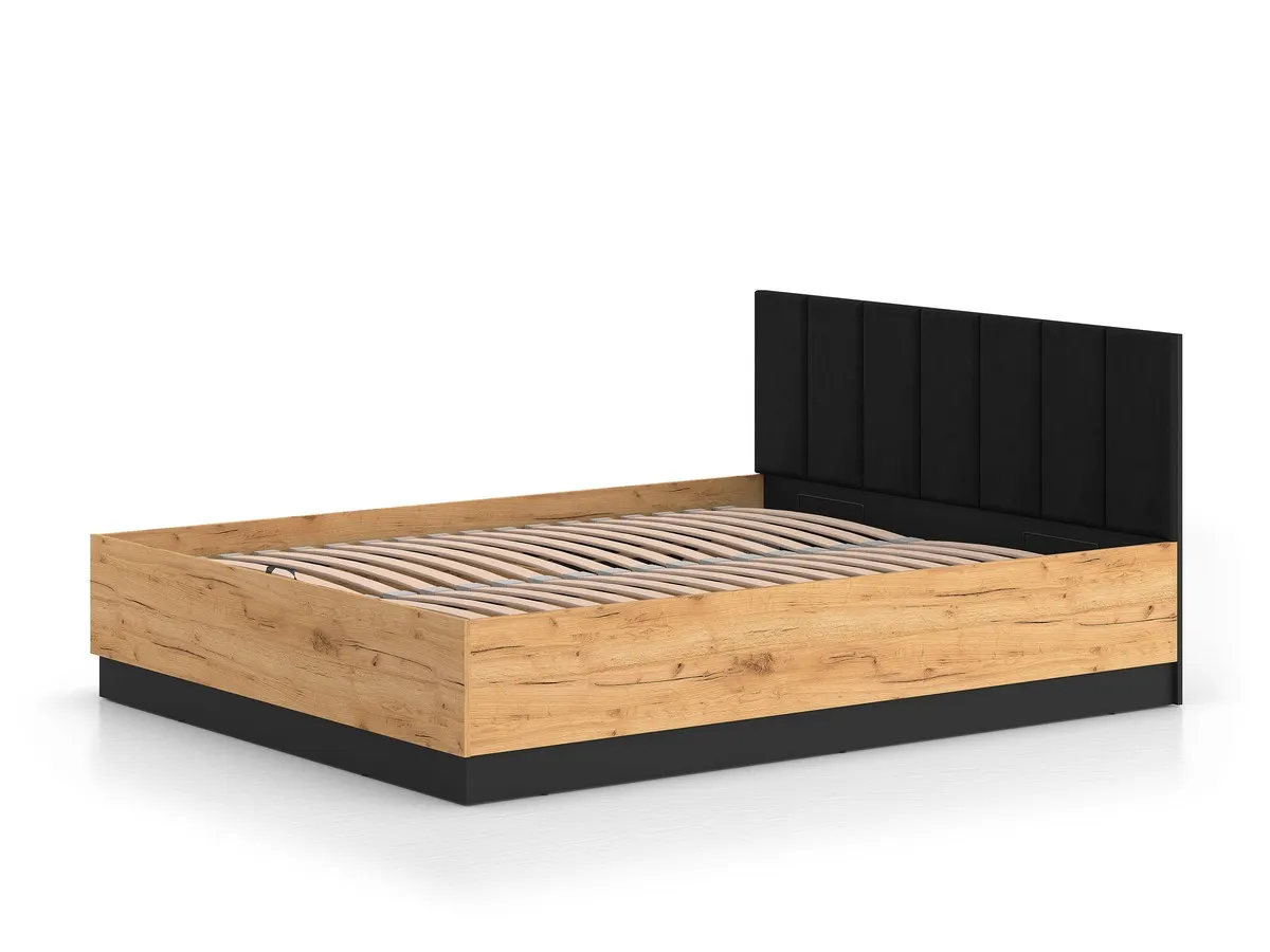 Łóżko z podnoszonym stelażem 160x200 URSO 1401 craft złoty-czarny