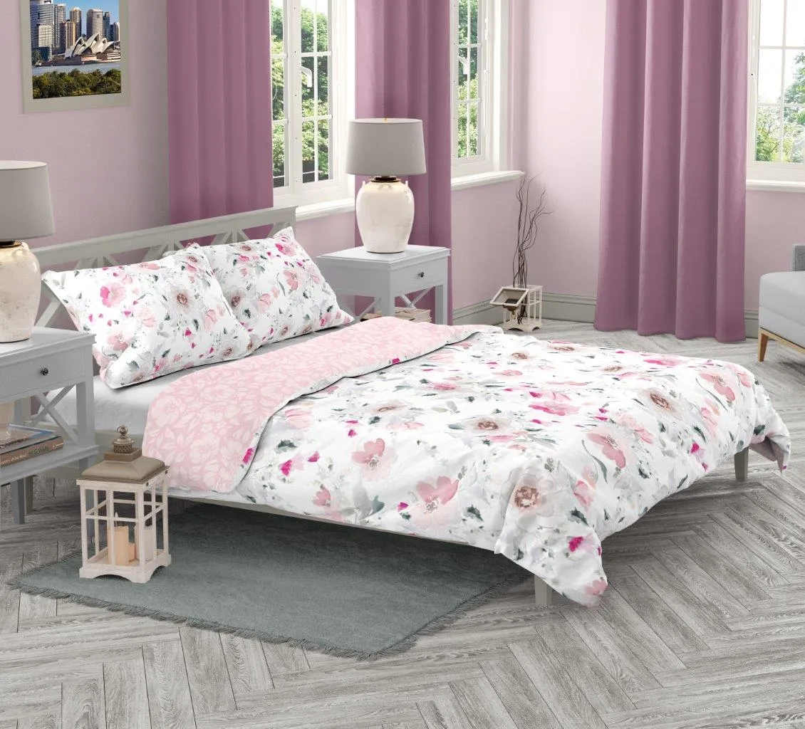 Pościel komplet MILAGRO VERDE 003 satyna bawełniana 160X200+2x70X80 różowa - FARO_29955