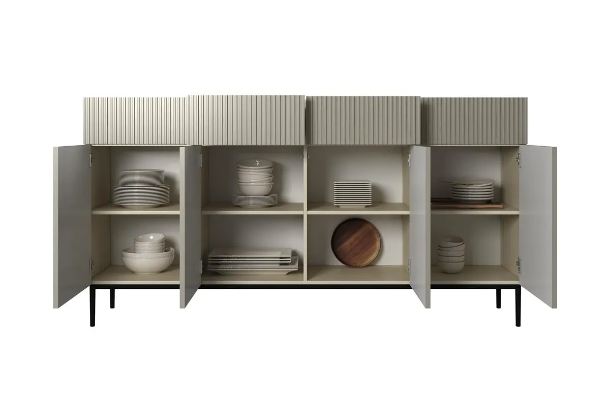 Komoda NICOLE 200 z 4 szufladami - kremowa - czarny stelaż - B_57164