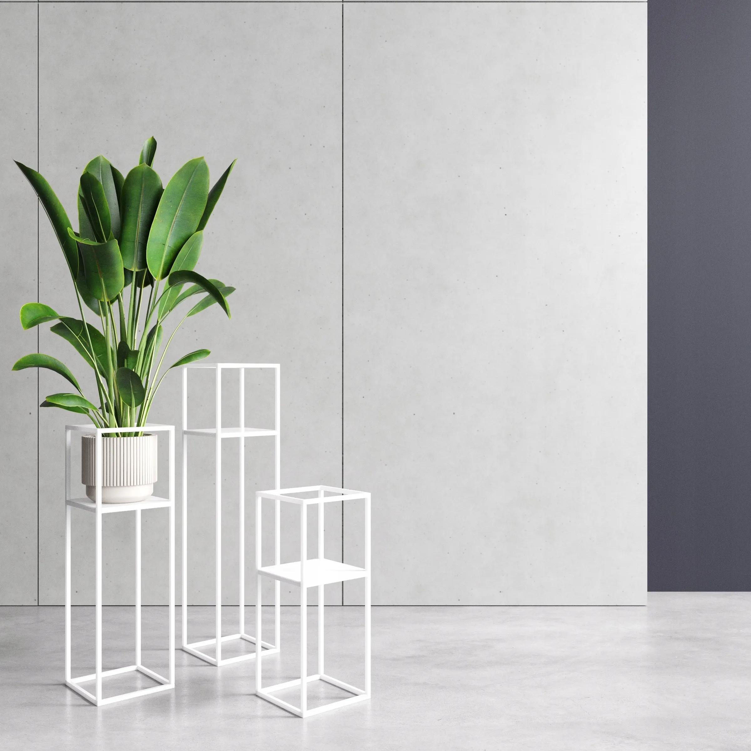 Kwietnik stojący metalowy LILLE L biały - LD_TZ000168