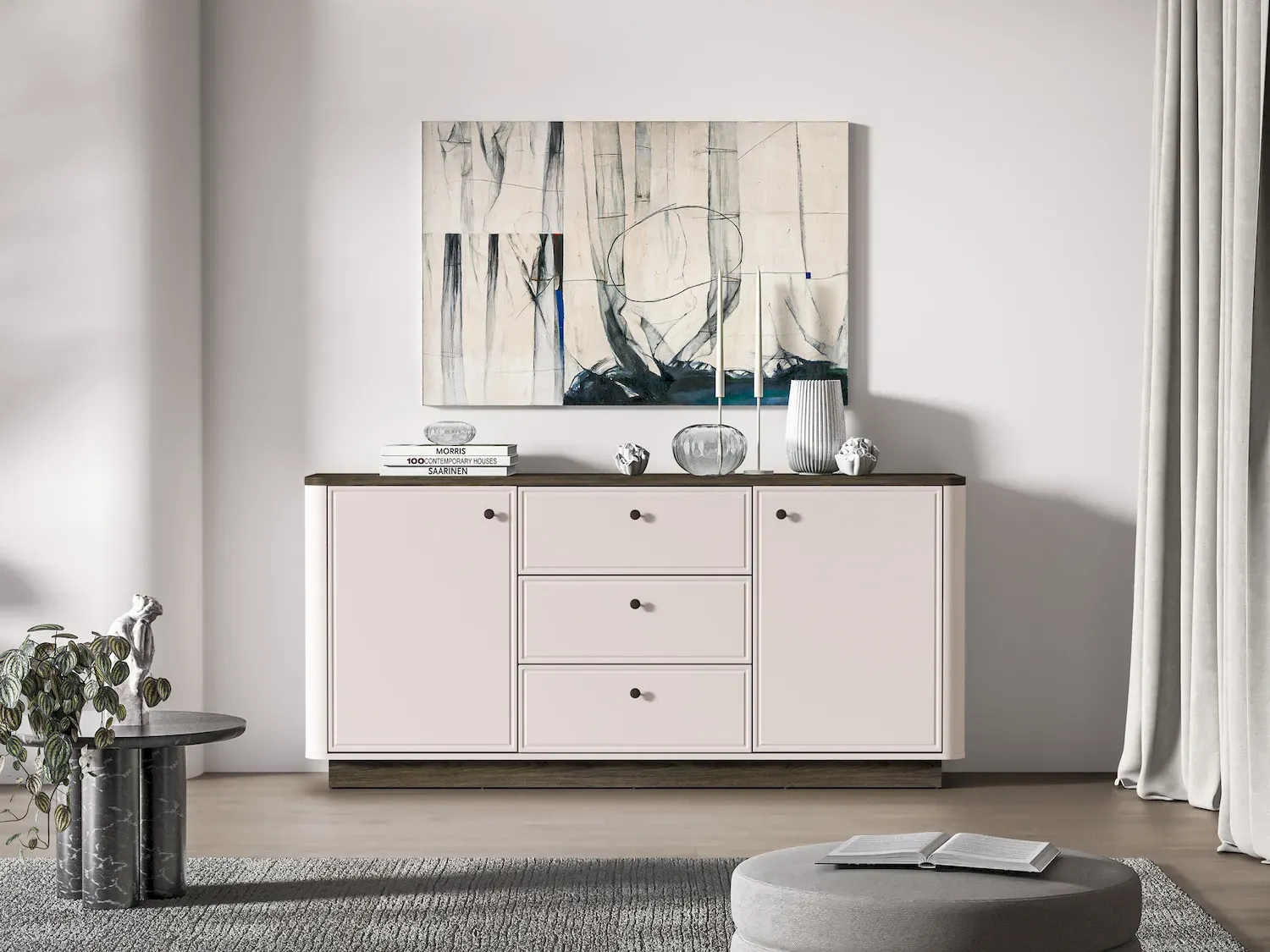 Komoda 2-drzwiowa z 3 szufladami VILAVIO 03 szer.180cm dąb windmill dark cashmere - 1VILA03-001