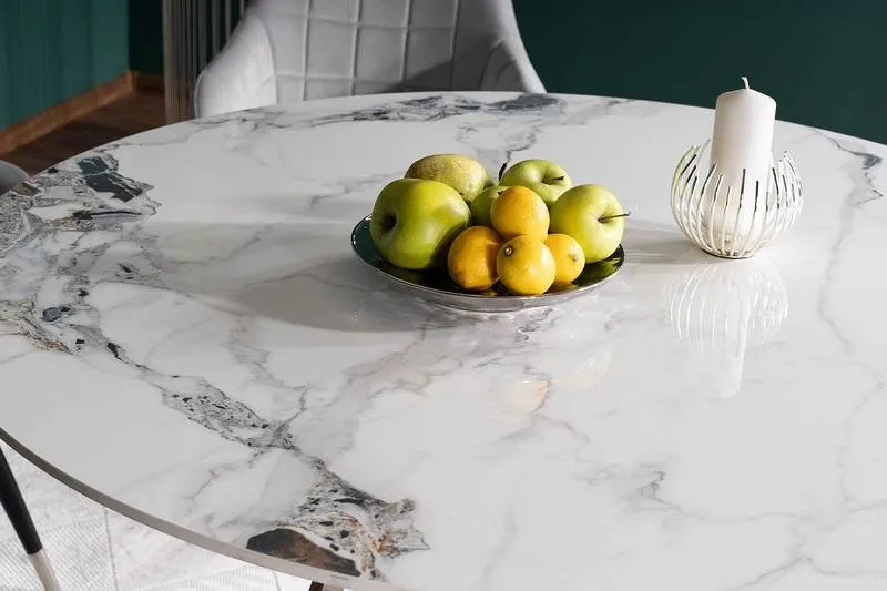 STÓŁ MURANO BIAŁY/ CHROM STELAŻ FI120 - MURANOBCHFI120