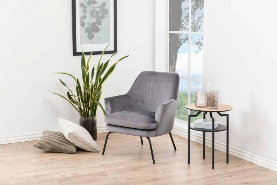 Fotel na metalowych nóżkach SOMIA Szary - 0000075731