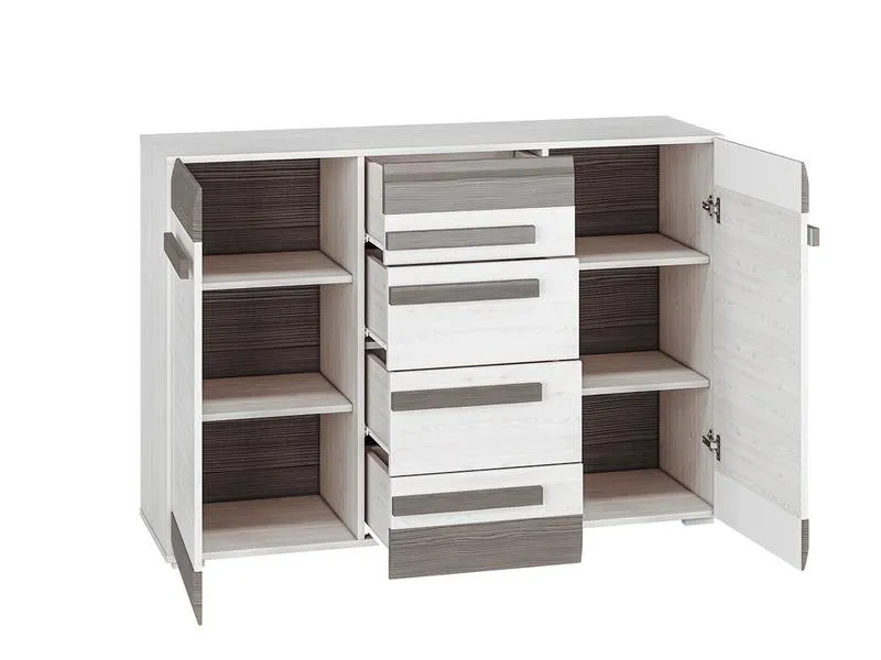 Komoda 2-drzwiowa z szufladami BLANCO 07 sosna śnieżna 138 cm - 1BLAN0701-001