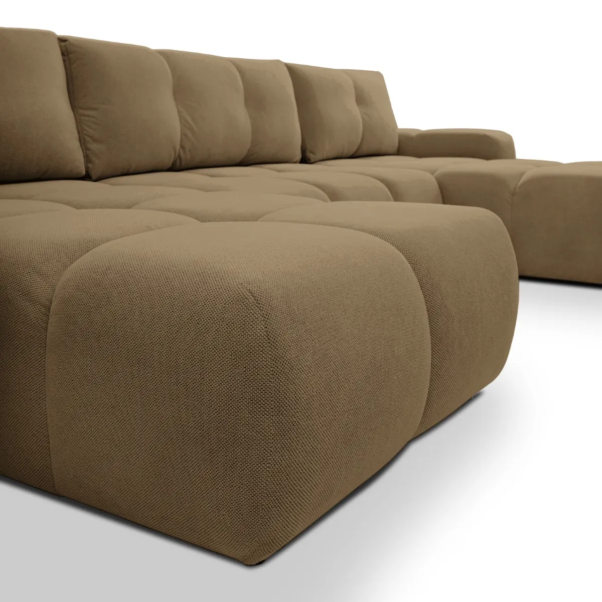 Narożnik rozkładany z pojemnikiem SOHO U CURIO 395 cm pikowany brązowy - SOHO_NAR_CURIO20_U