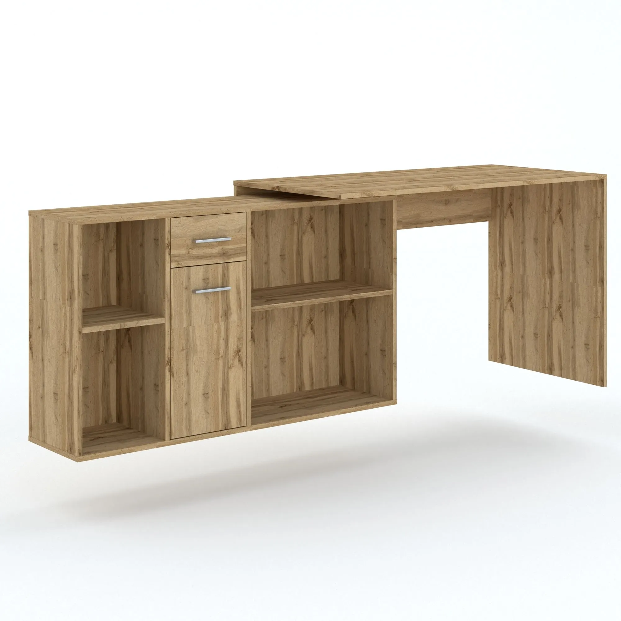 Biurko narożne CARROLL z szafką i szufladą dąb wotan - INT_5002677