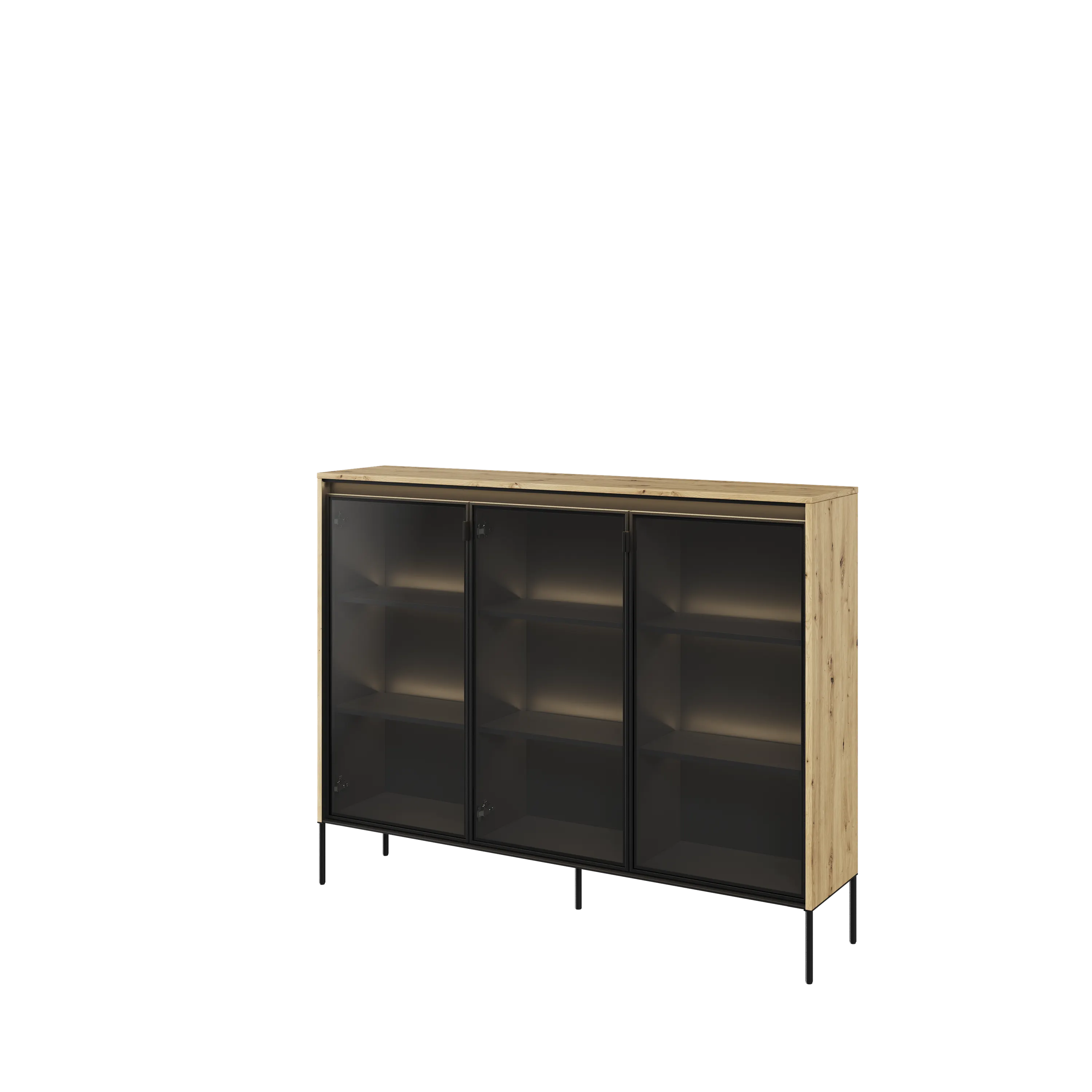 Niska witryna z oświetleniem TREND TR-083 3D dąb artisan/czarny - TR8DAC-V2