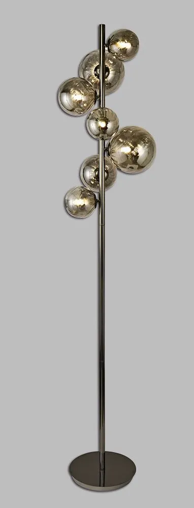 SEVILLA Lampa podłogowa z siedmioma kulistymi kloszami w kolorze czarnego chromu SEVILLA Lampa podłogowa z siedmioma kulistymi kloszami w kolorze czarnego chromu