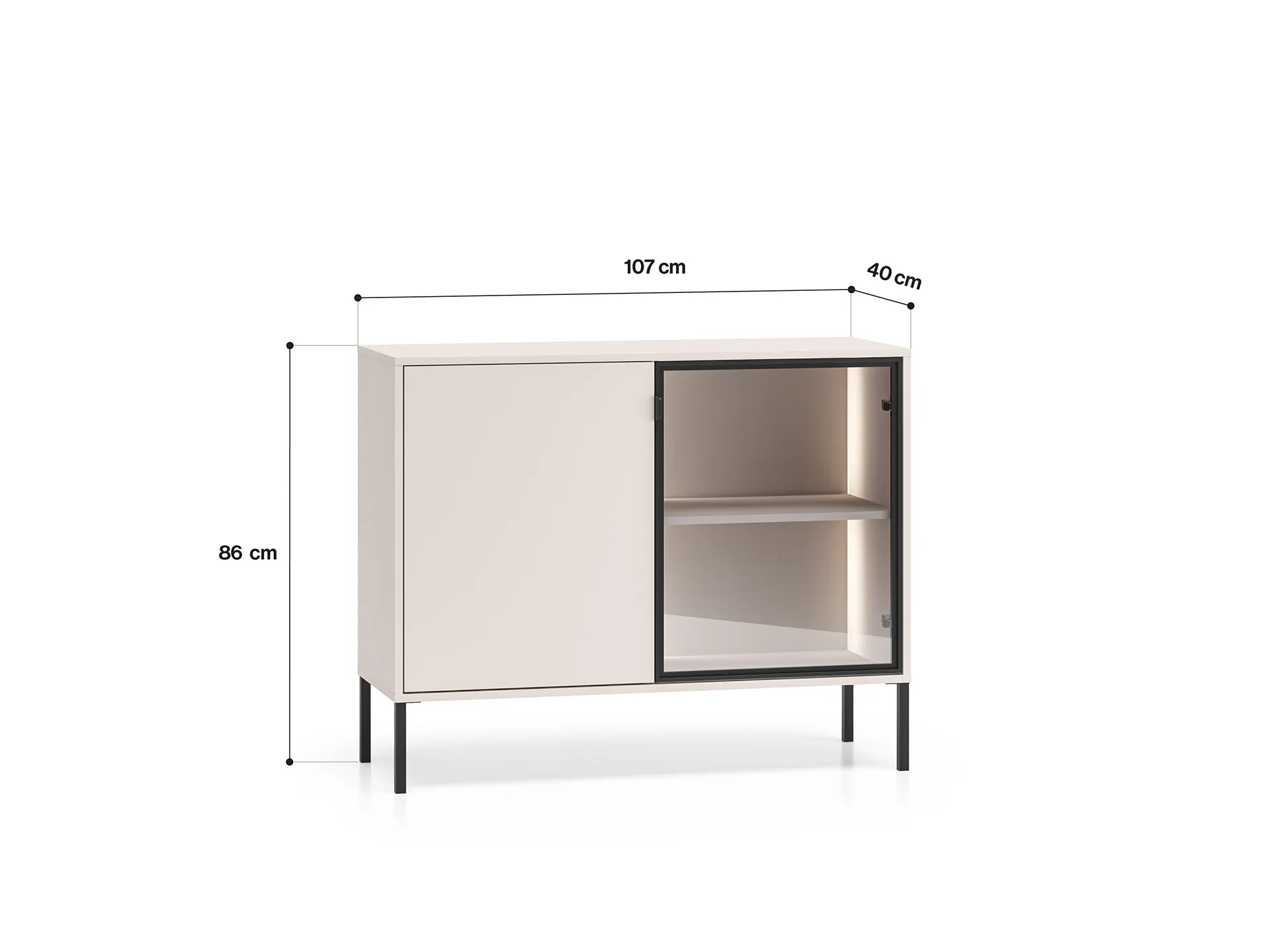 Komoda 2-drzwiowa BARNEE 03 oświetlenie LED cashmere — zdjęcie 9