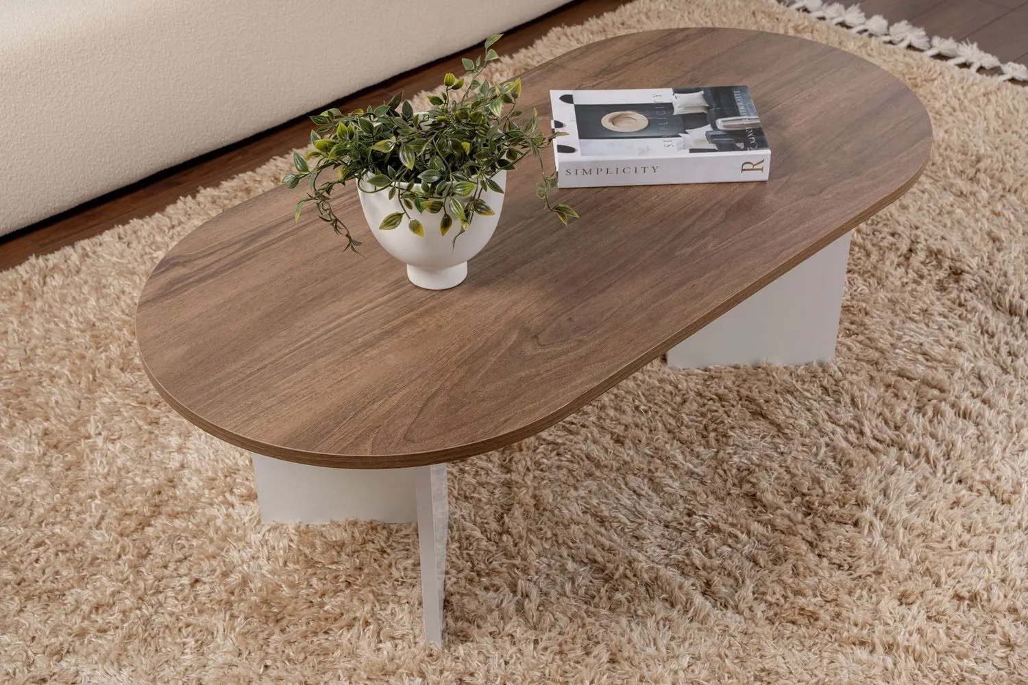 Stolik kawowy SABLE 60x120 orzechowy biały