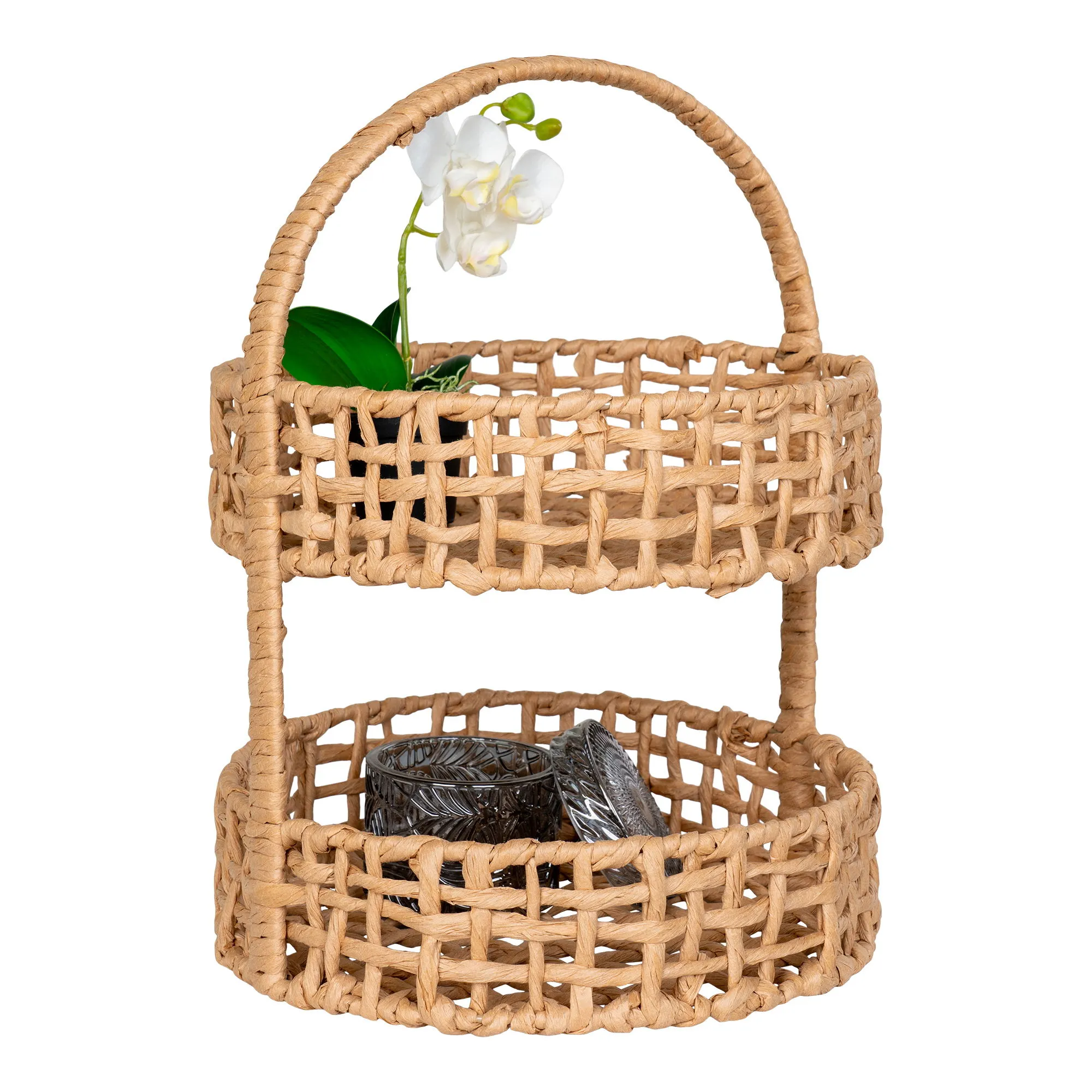 Taca do serwowania ANADIA fi29x39 cm papier metal naturalna - 4401540