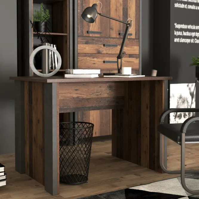 Biurko minimalistyczne CLIF 70x103 cm  - old wood vintage, beton — zdjęcie 3