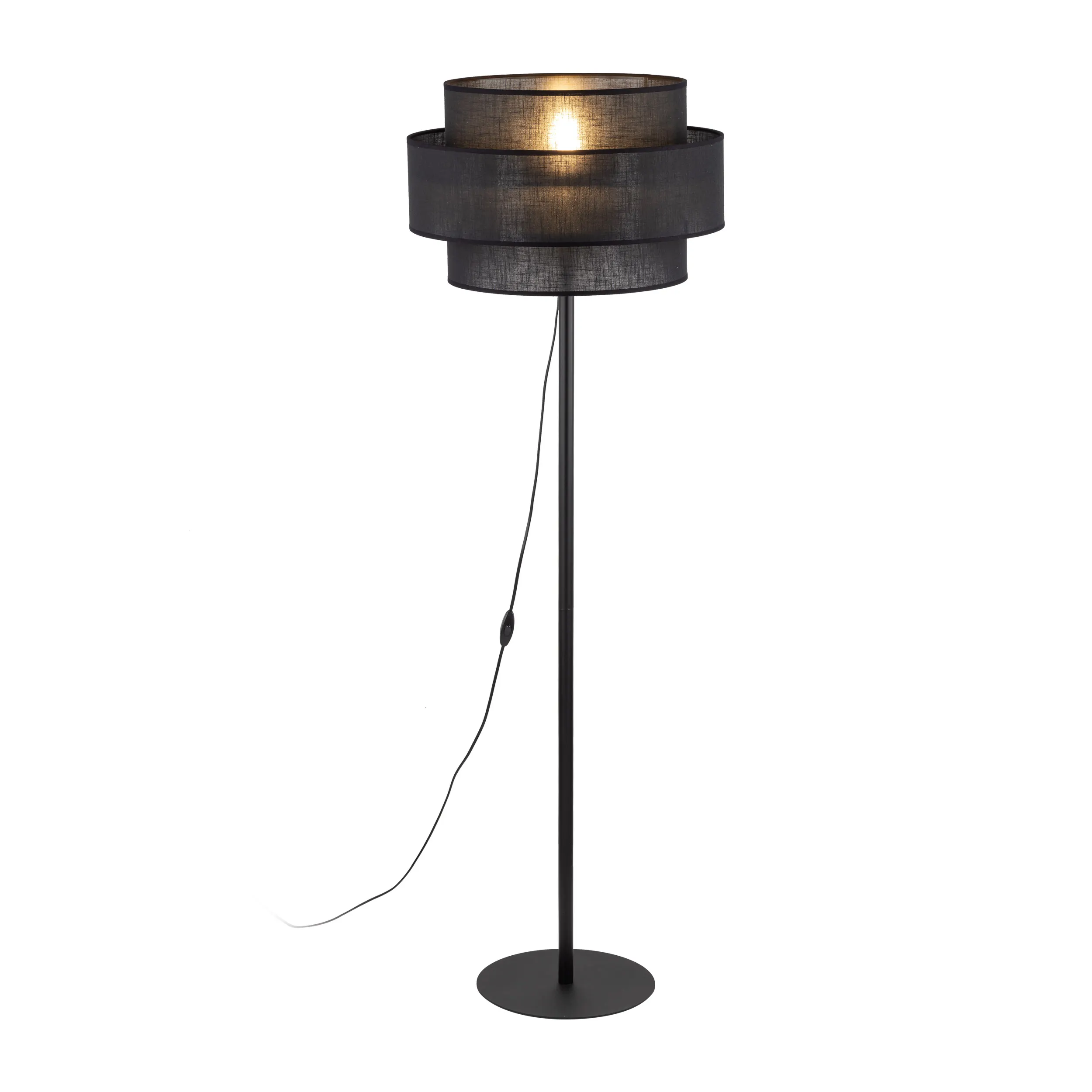 Lampa podłogowa CALISTO czarna klosz z tkaniny 159x50cm - TK_5896