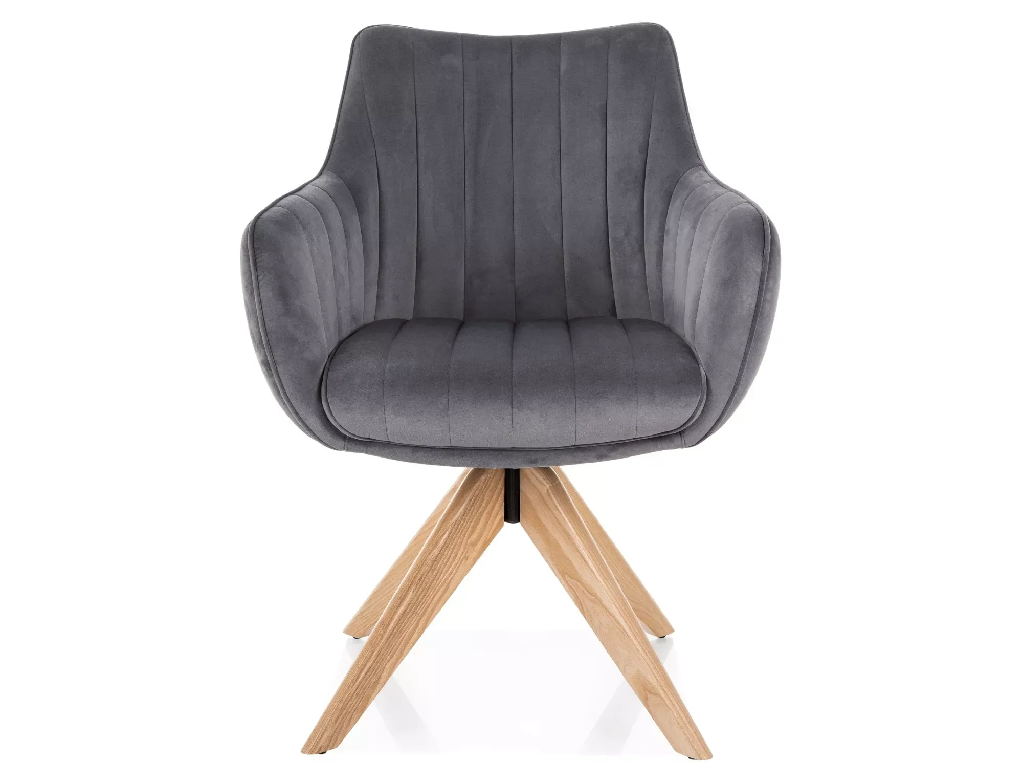 Krzesło obrotowe AZALIA D VELVET szare/drewniane nogi - AZALIADVDSZ