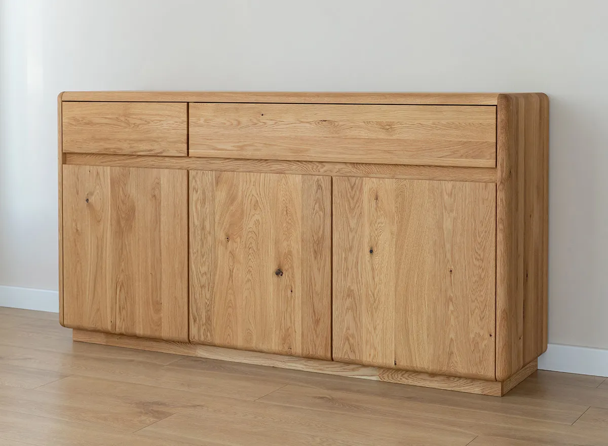 Komoda dębowa 3-drzwiowa z 2 szufladami RONDA Dębowy Sen dąb olejowany - ZIKOM1_2.3