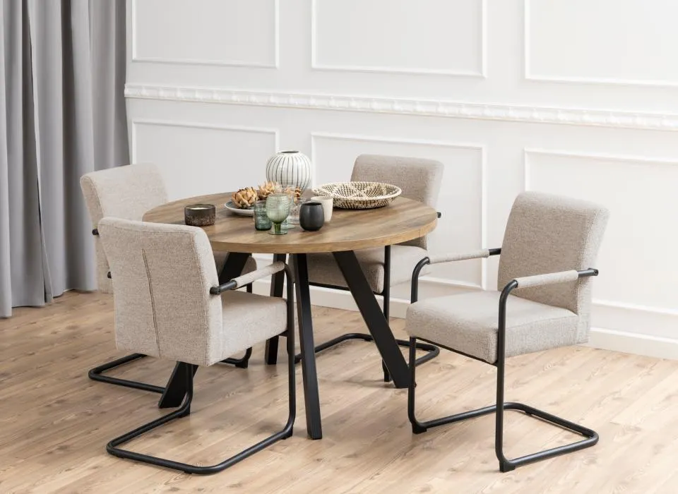 Krzesło MORGAN Beżowy, Czarny - zamek błyskawiczny, sprężyny kieszeniowe ( zestaw 2 sztuk ) - 0000098282