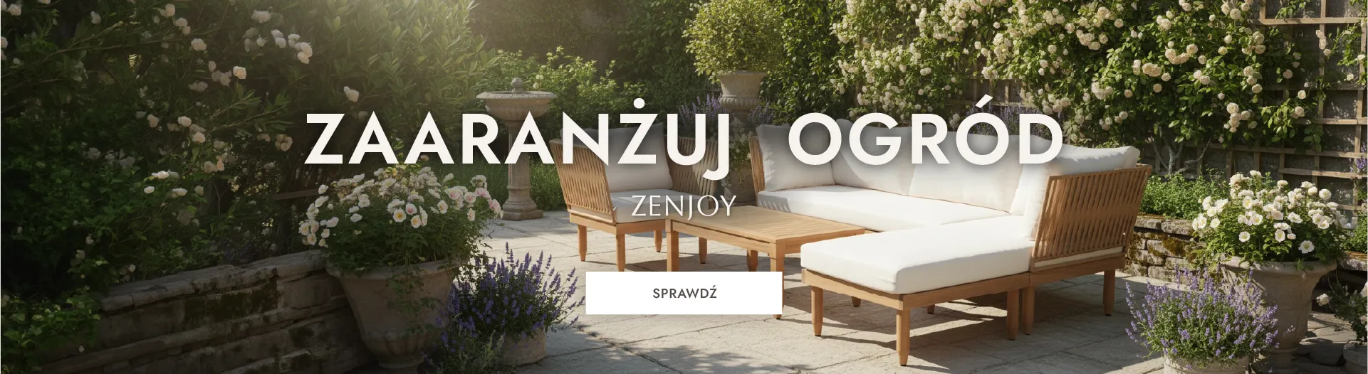 meble ogrodowe, sofa ogrodowa, drewno, poduszki, ogródek