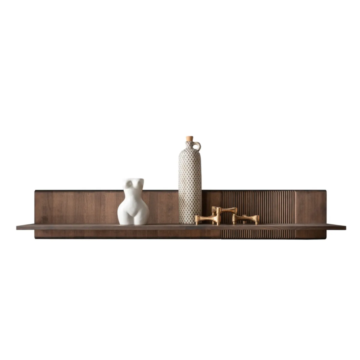 Półka wisząca drewniana ryflowana BLISS 140x24x22 cm Półka, Wewnątrz, Projektowanie wnętrz