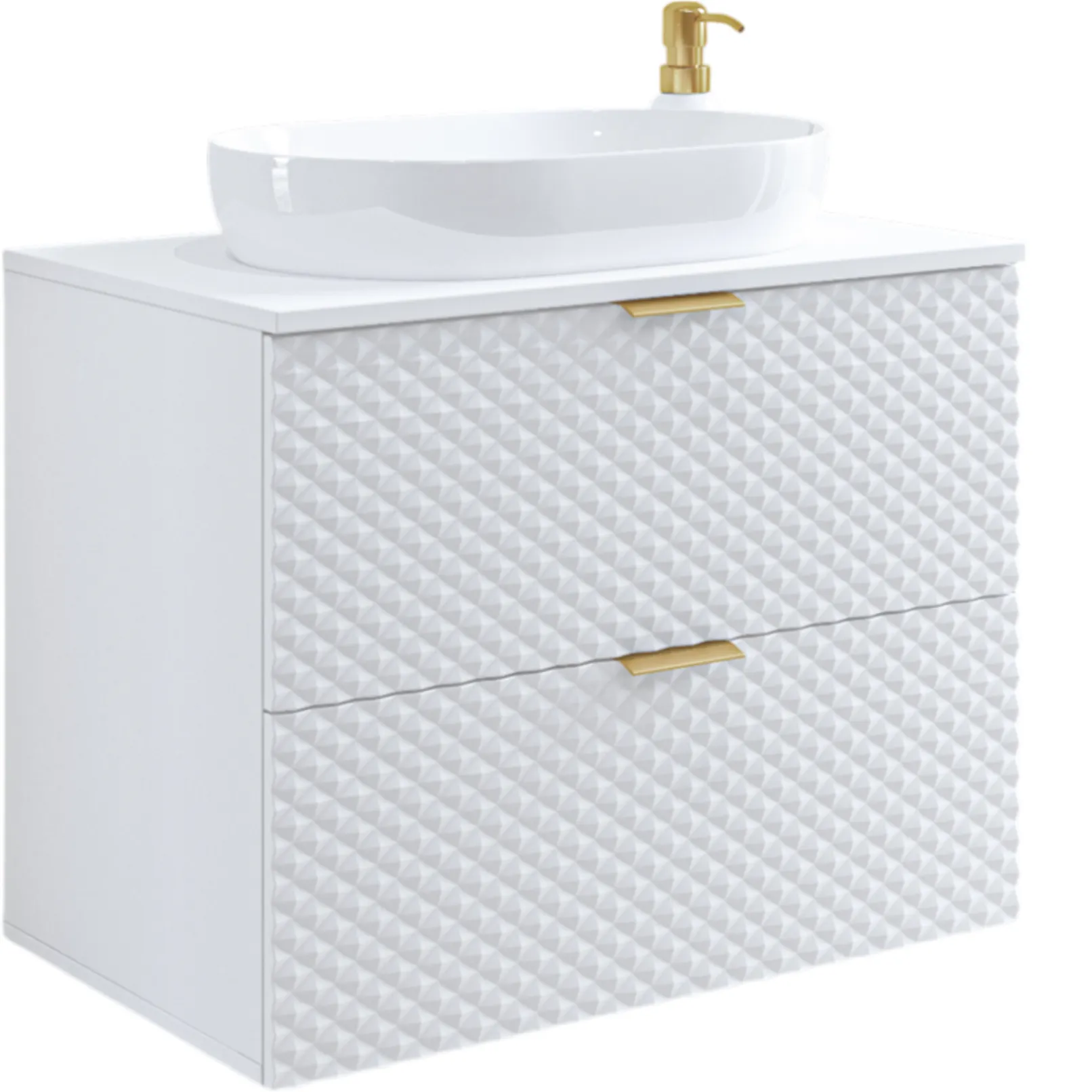 Szafka pod umywalkę LAURA wisząca z 2 szufladami 80 cm - biała - 3097NM48