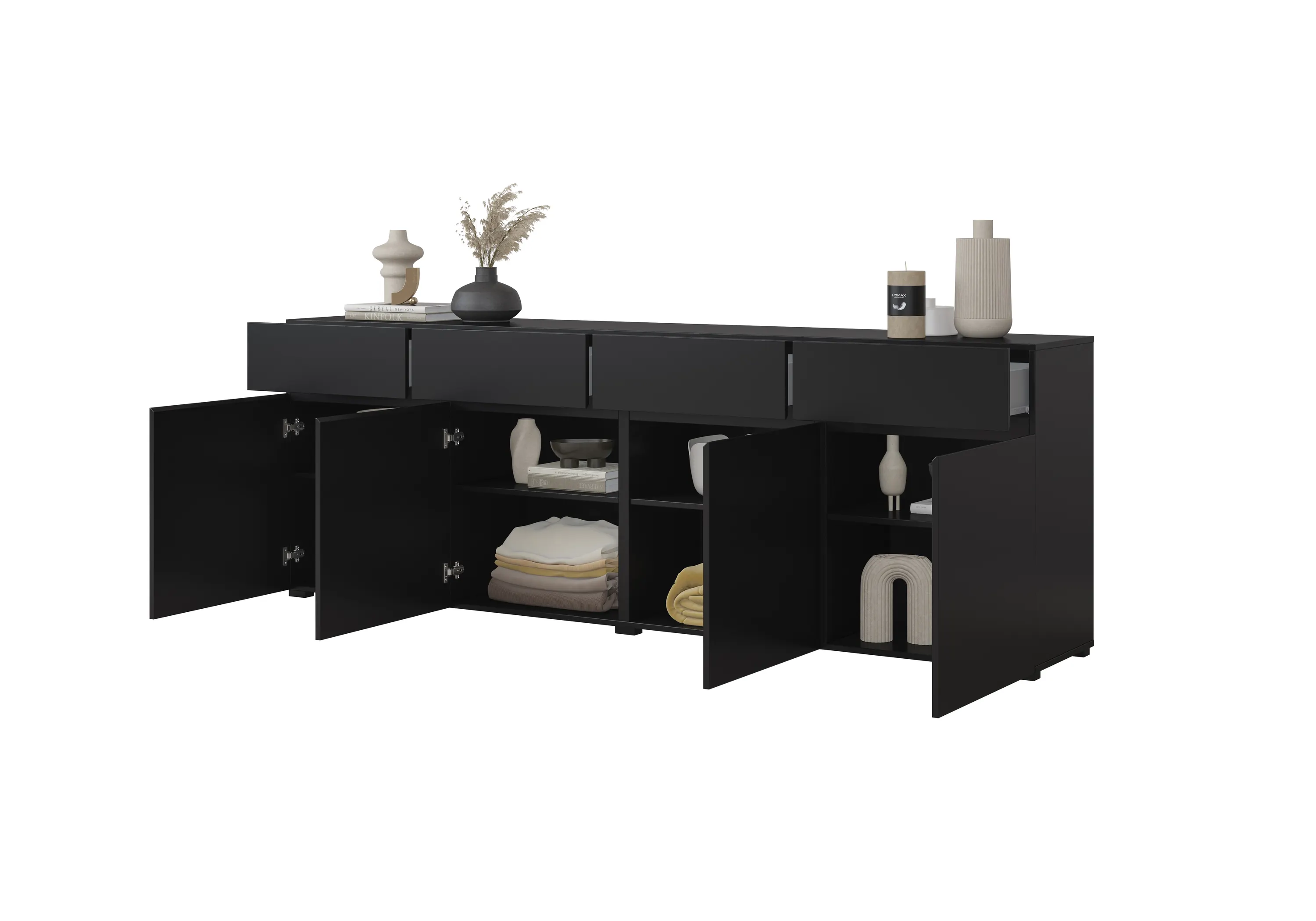 kredowy kredens, szafka niska, meble kuchenne, czarny kolor, szafki z دوب