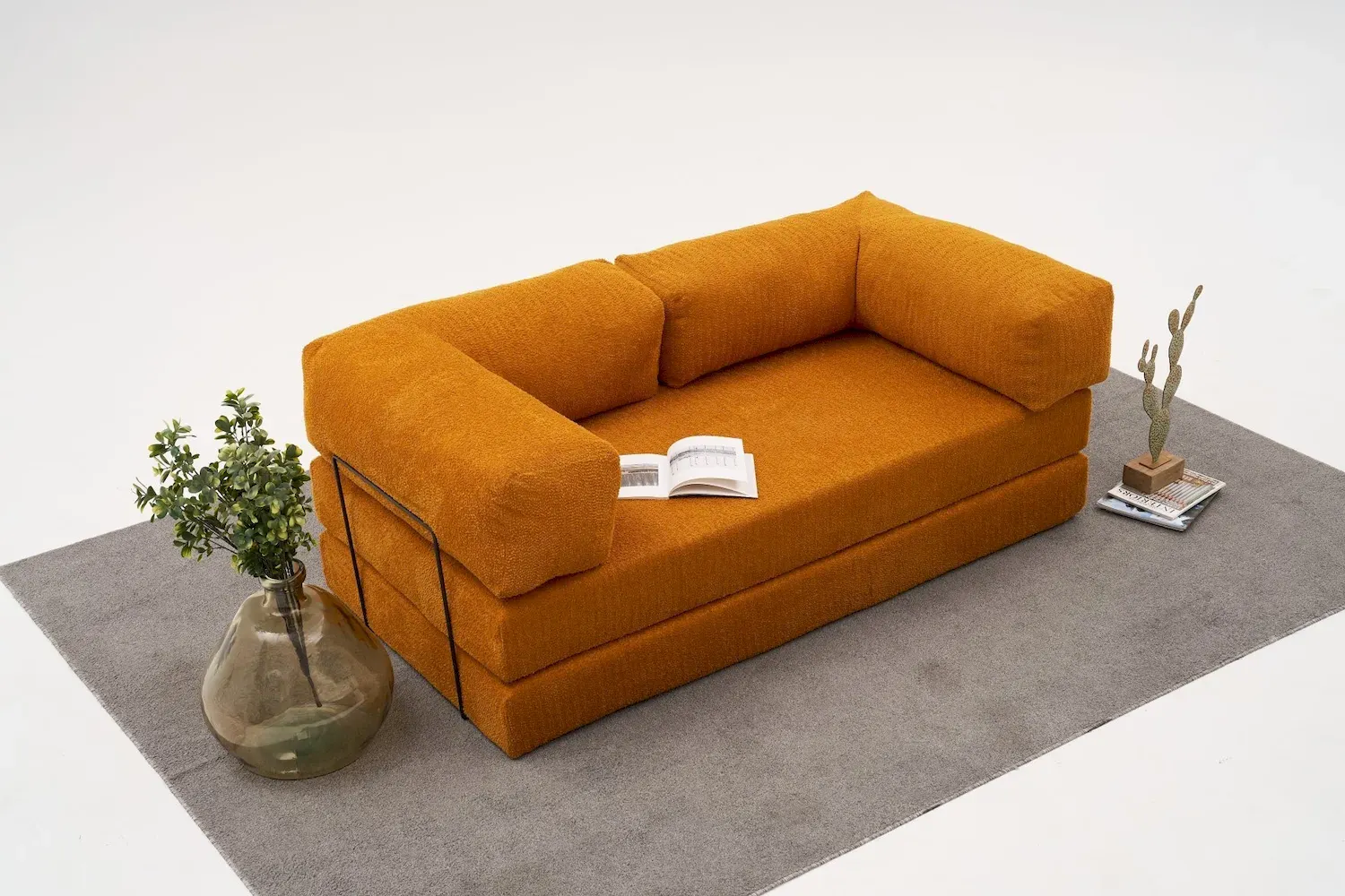 Sofa 3-osobowa rozkładana COMFORT pomarańczowa - ASI_825BLC5222