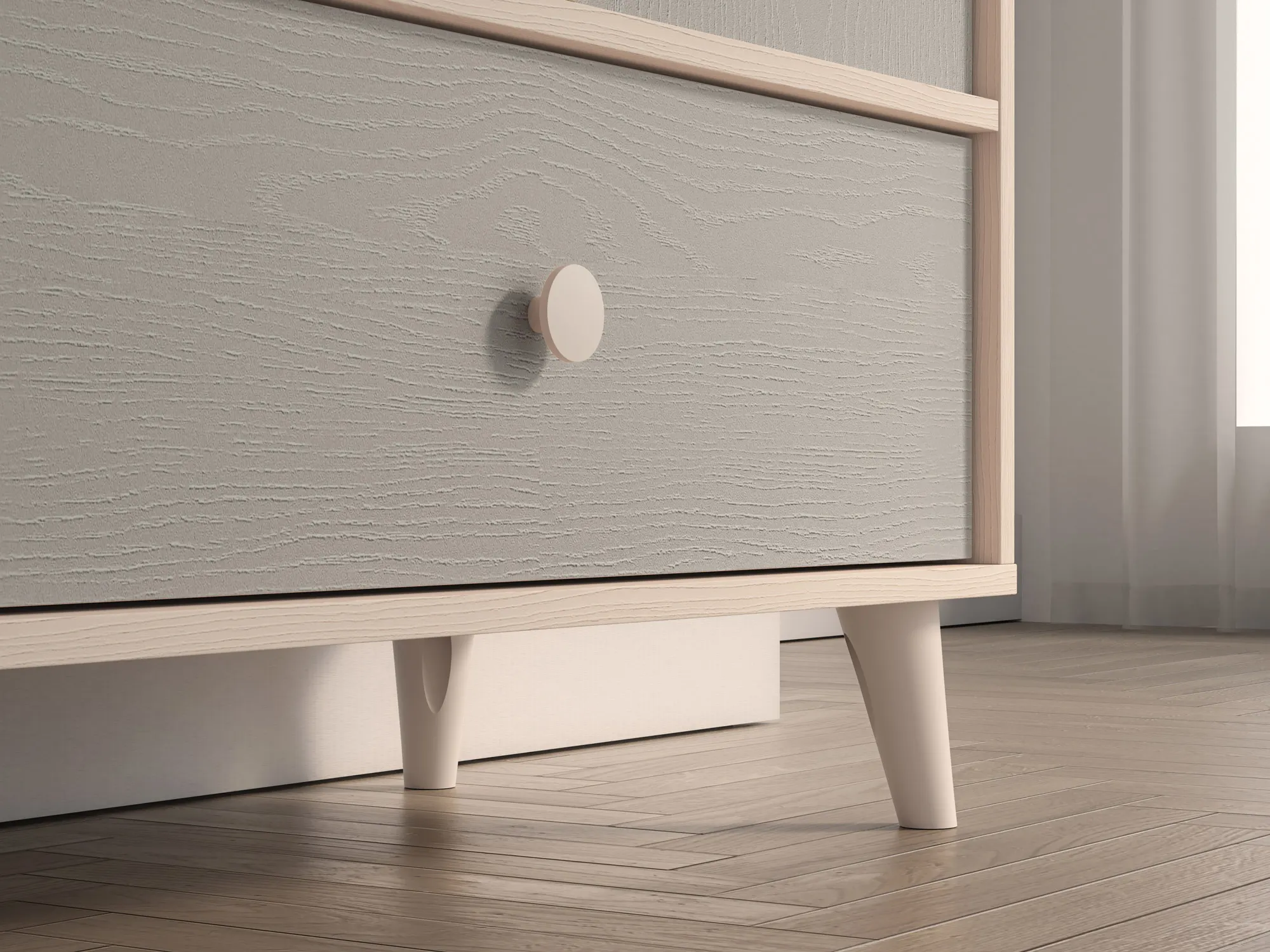 Komoda 1-drzwiowa z 1 szufladą MEVEL 04 piasek pustyni, szary pallad - 1MEVE04-002