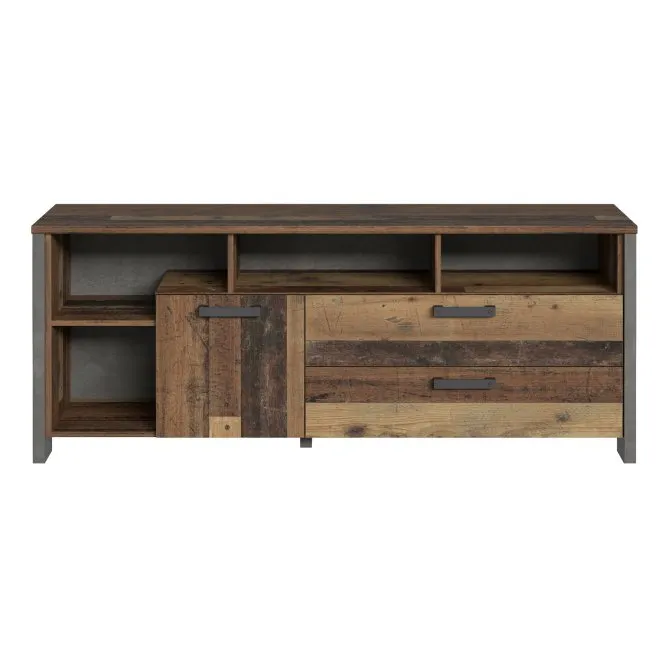 Szafka RTV CLIF z regałem - old wood vintage