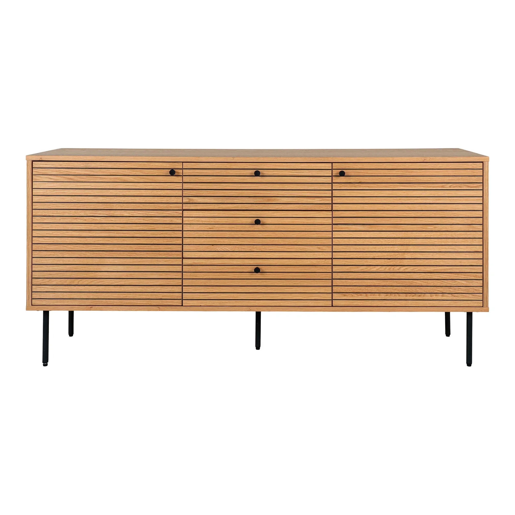 Komoda 2-drzwiowa z 3 szufladami KYOTO SZ150 G40 W50 dąb naturalny, czarny — zdjęcie 2