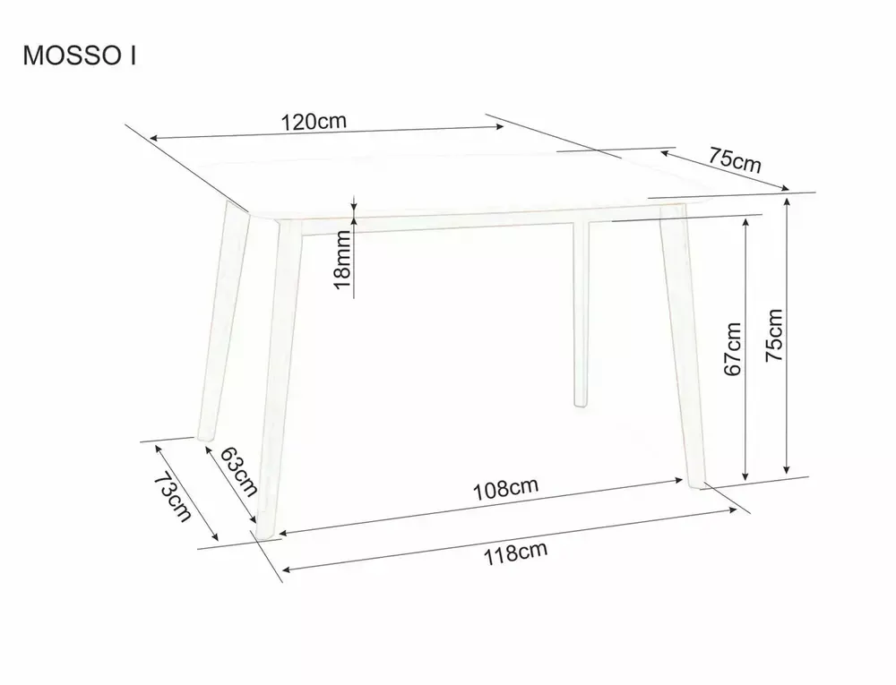 Stół MOSSO I biały/drewno dębowe 75x120 Signal - MOSSOIBD120