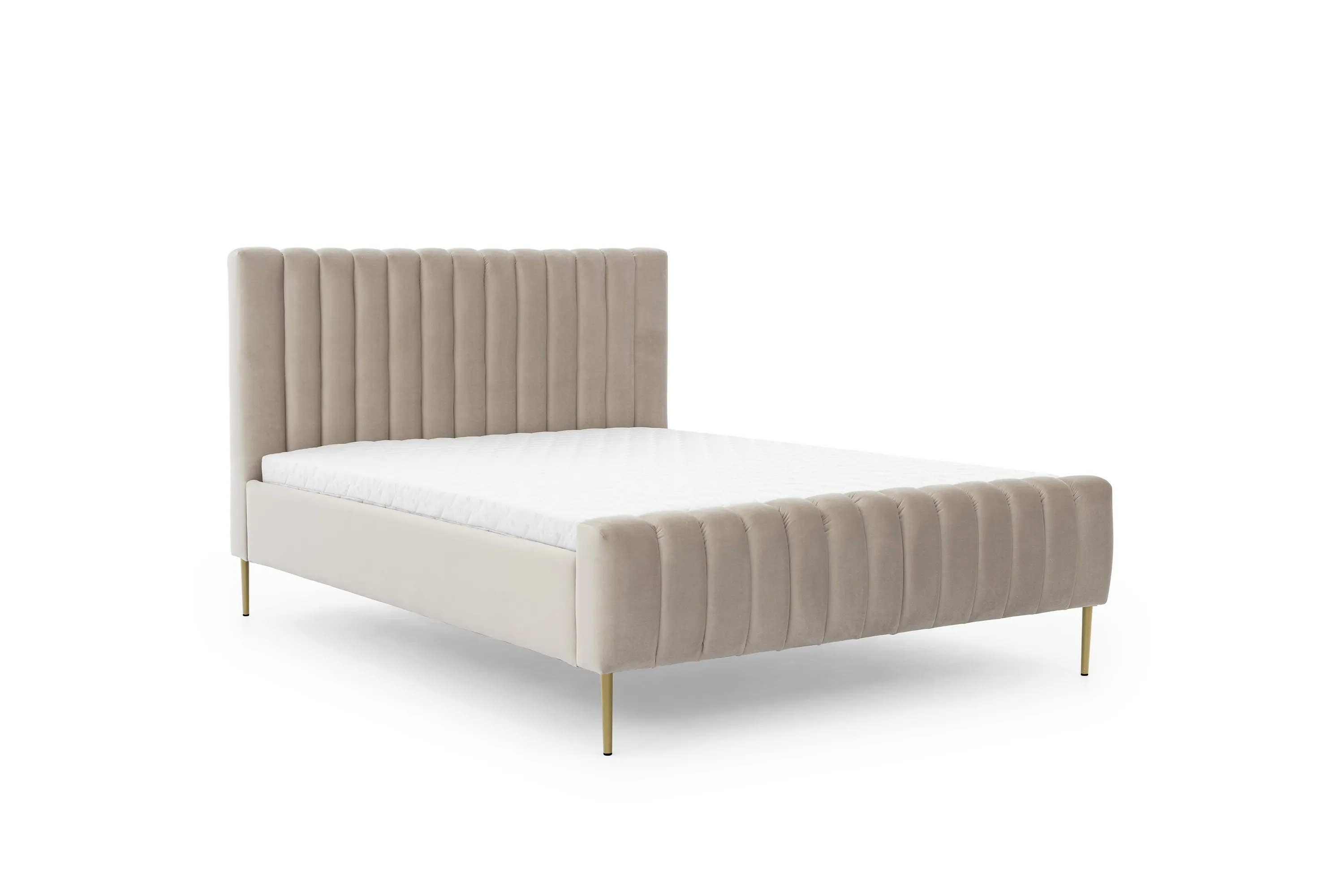 Łóżko Nicole / 140x200 / Velluto 2 / złote nogi - beżowy