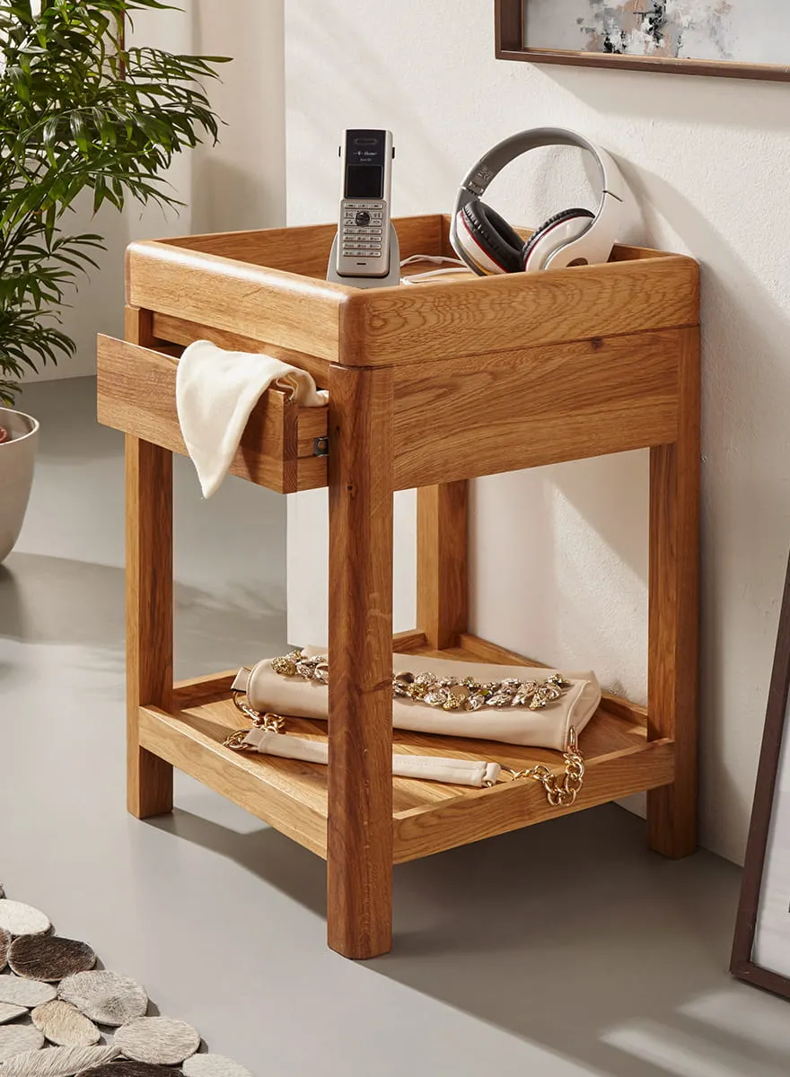 Stolik GIALO z szufladą i półką GIALO 60x40x40 - dąb olejowany - 2SGIA03