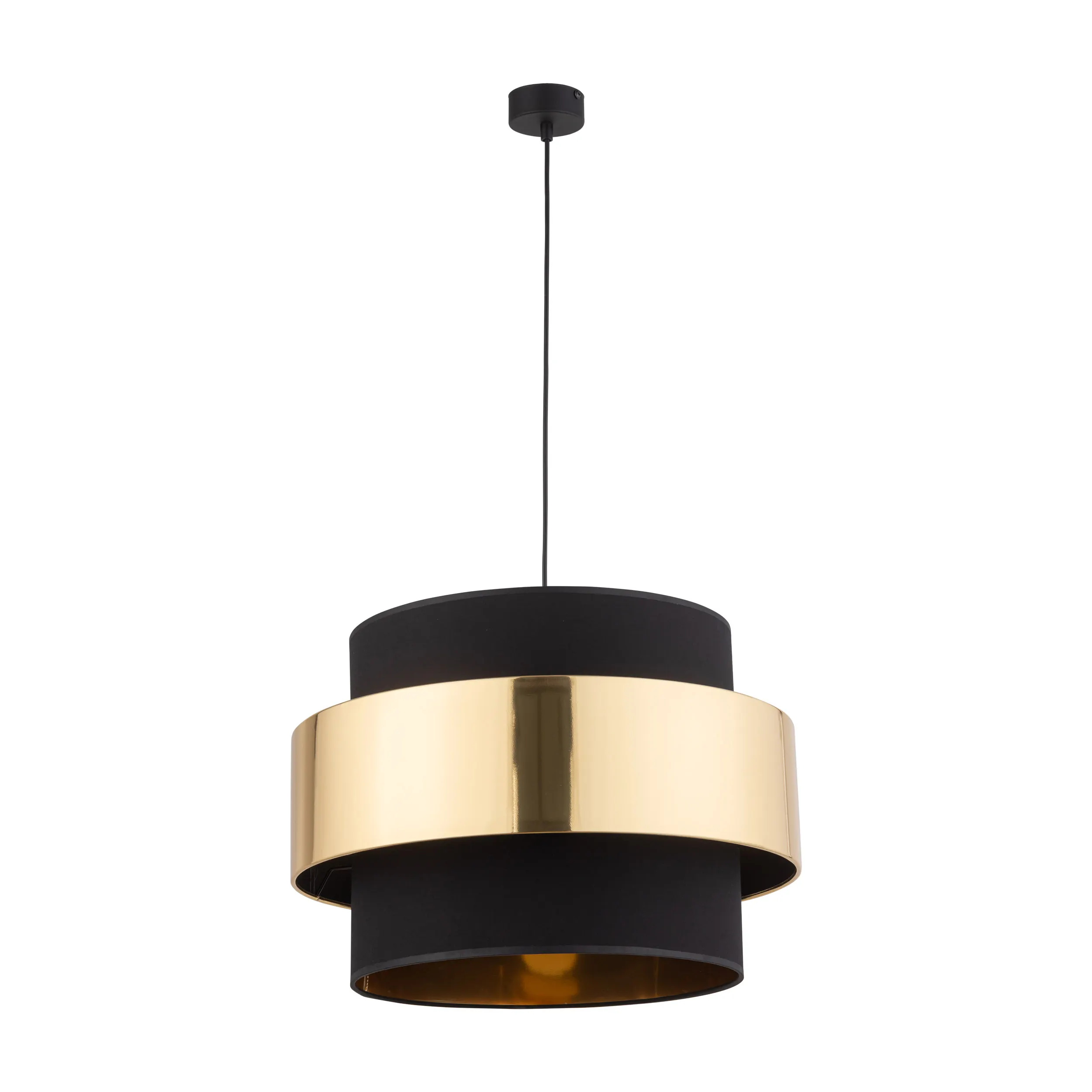 Lampa wisząca CALISTO czarna ze złotym elementem oraz wnętrzem 175x50cm
