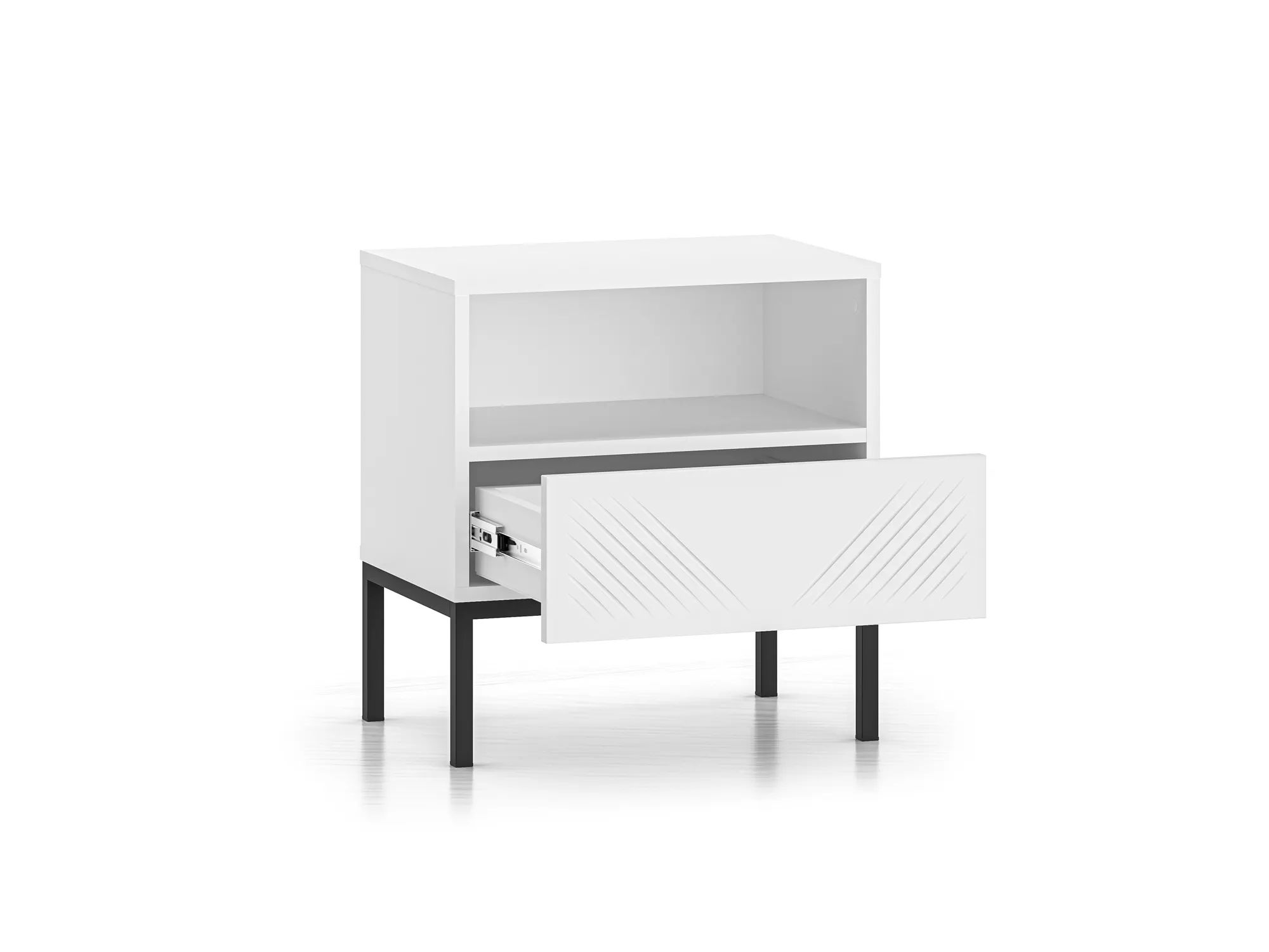Szafka nocna z szufladą CLEARING 05 biały alpejski, podstawa-czarny - 1CLEA05-001-01